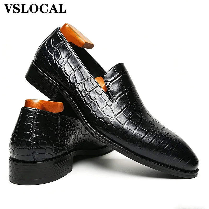 Mocassins Homme Luxe Cuir Véritable Imprimé Crocodile Slip-On – CLEVI Paris