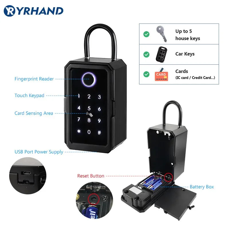 Boîte à Clés Connectée YRHAND K3 Empreinte Digitale Tuya WiFi – CLEVI Paris