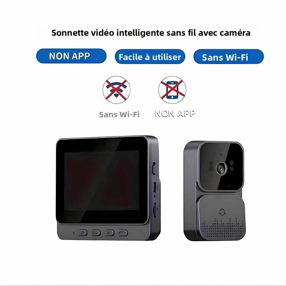 Interphone Vidéo Sans Fil 1080P – Écran Tactile 4,3" Vision Nocturne Empreinte Digitale Enregistrement Auto – CLEVI Paris
