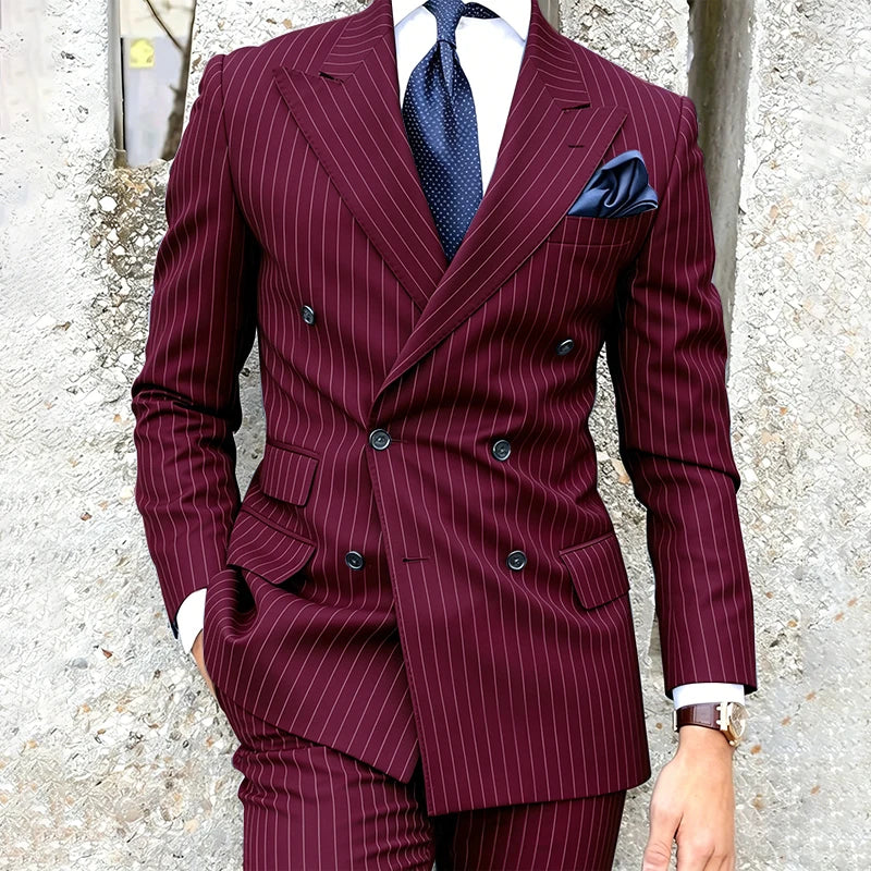 Costume 2 Pièces Homme Double Boutonnage Revers Pointu Slim Fit – CLEVI Paris