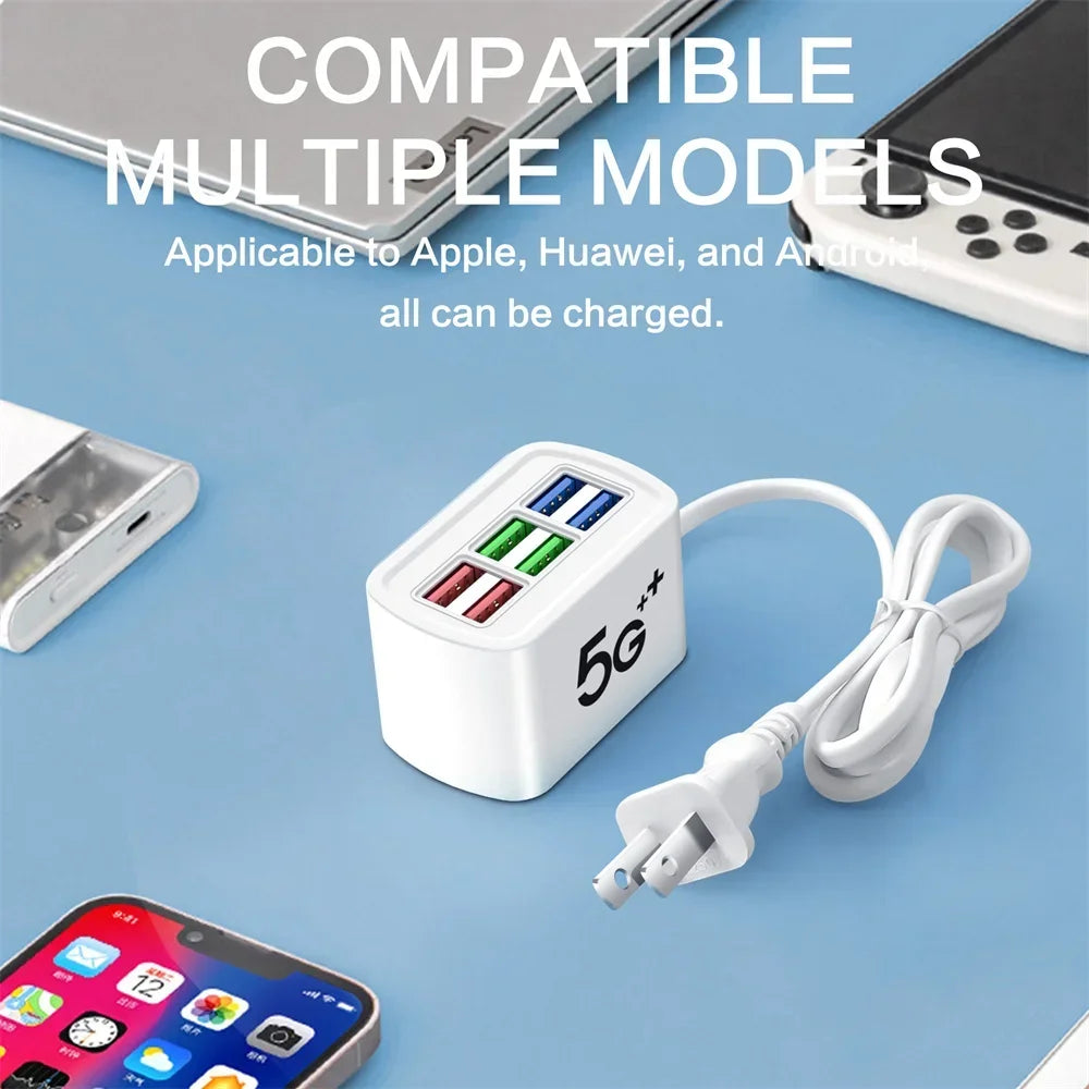 Chargeur USB Rapide 6-en-1 | Multiprise Bureau 30 W, USB PD & Quick Charge, Câble 1 m – CLEVI Paris