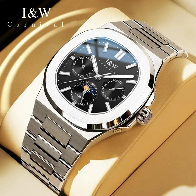 Montre Automatique Homme Carnival 43MM Acier Verre Saphir Étanche 50M – CLEVI Paris