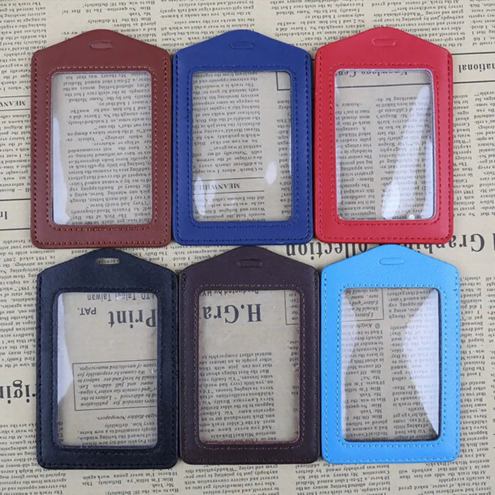 Porte-Carte Badge PU Transparent | Bordure Colorée, Trou Lanière, Style Business, 7 Coloris – CLEVI Paris