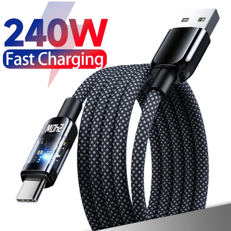 Câble USB-A vers USB-C Nylon 240W 3A Charge & Data 0,25m-2m – CLEVI Paris