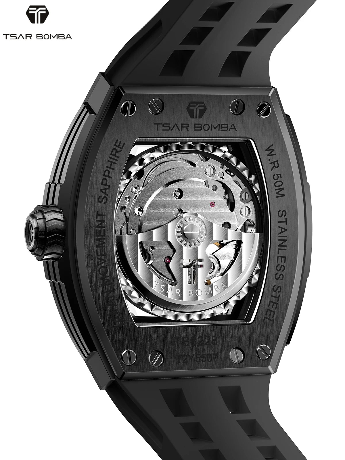 Montre Homme Automatique Squelette Tonneau Fibre de Carbone Tsar Bomba TB8228CF – CLEVI Paris