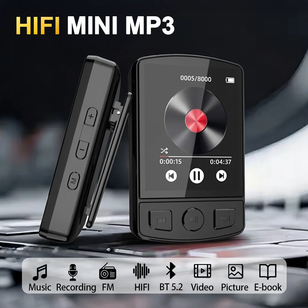 Lecteur MP3 MP4 Bluetooth 5.2 – Clip Sport HiFi avec Radio FM & Enregistreur Vocal