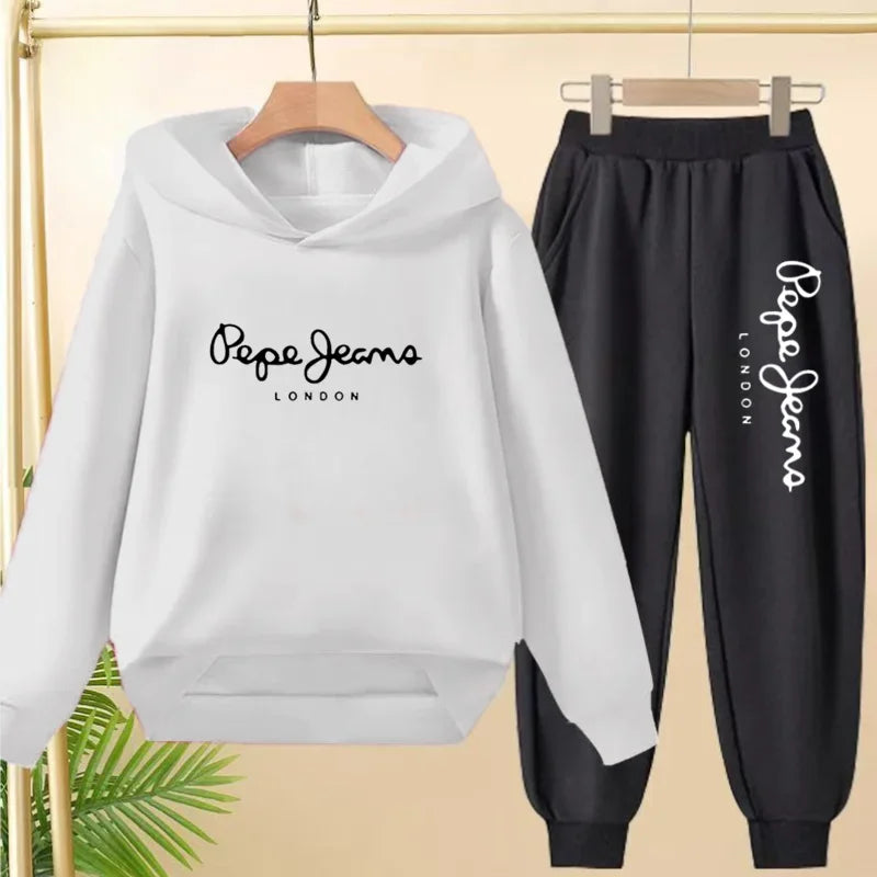Ensemble Sweat à Capuche + Pantalon Enfant 3-13 Ans – Imprimé Lettres, Unisexe, Toutes Saisons – CLEVI Paris