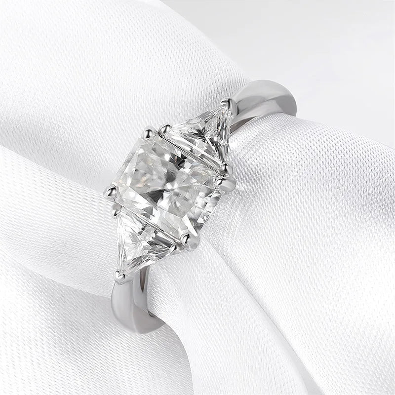 Bague Fiançailles SMYOUE Moissanite 3ct Taille Émeraude ou Radiant Argent 925 Certifiée GRA – CLEVI Paris
