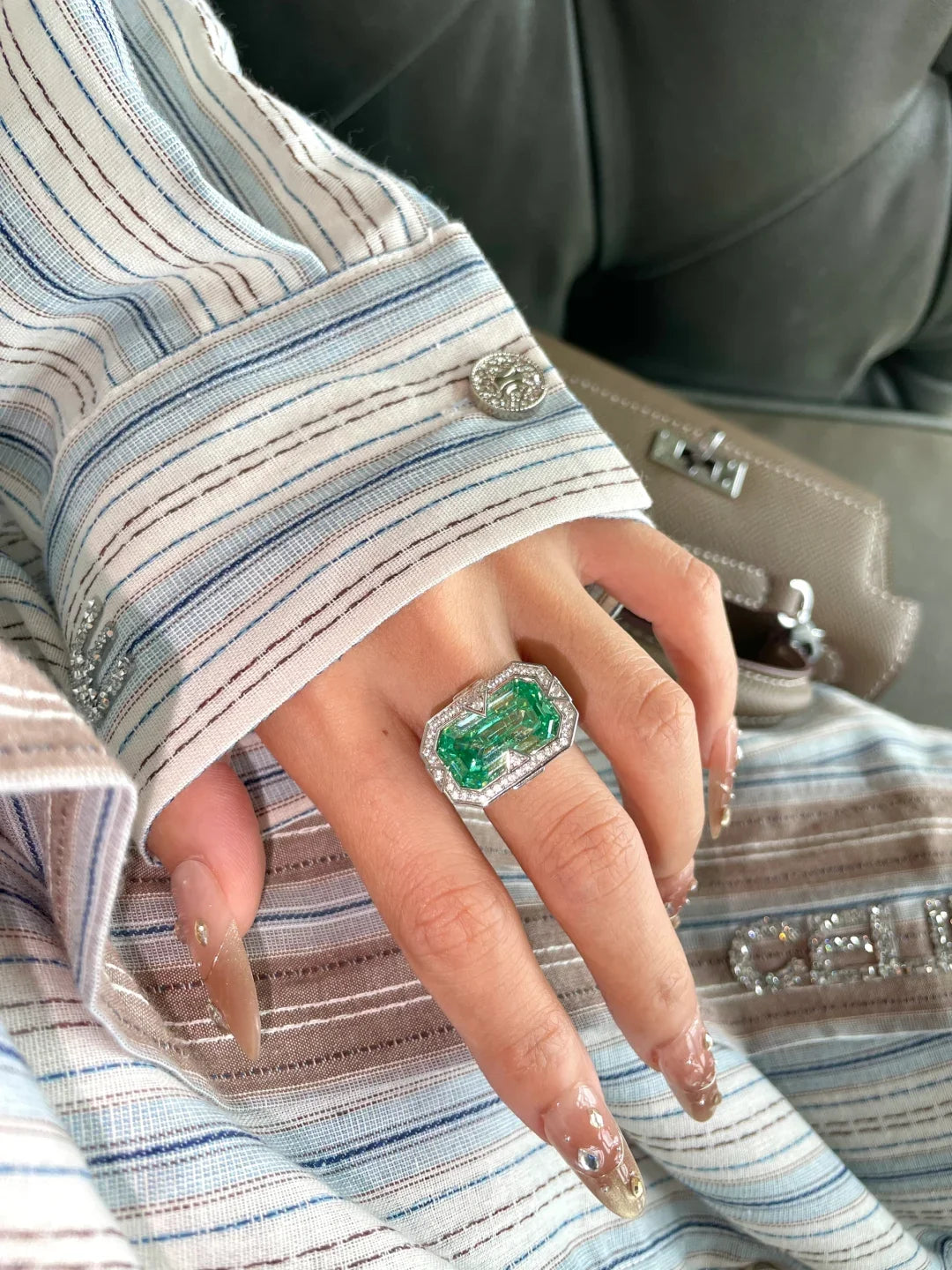 Bague Cocktail Femme XCL 6491 – Pierre Synthétique Paraïba Carrée Argent 925 Plaqué Platine