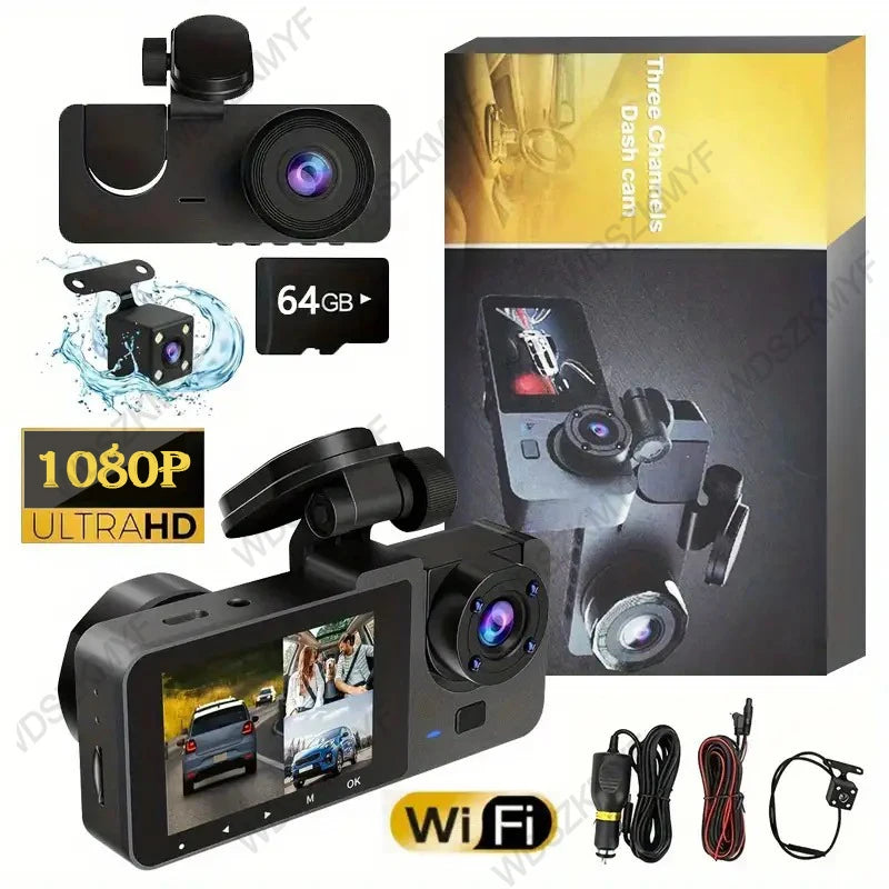 Dashcam 2/3 Canaux 1080p WiFi – Capteur Sony, Vision Nocturne Starlight, G-Sensor, Surveillance Parking – CLEVI Paris