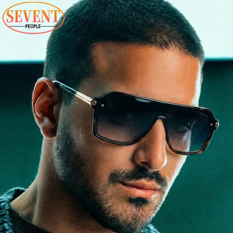 Lunettes de Soleil Monobloc Bouclier Oversize Homme – Monture Métal Style Vintage Outdoor UV400 – CLEVI Paris