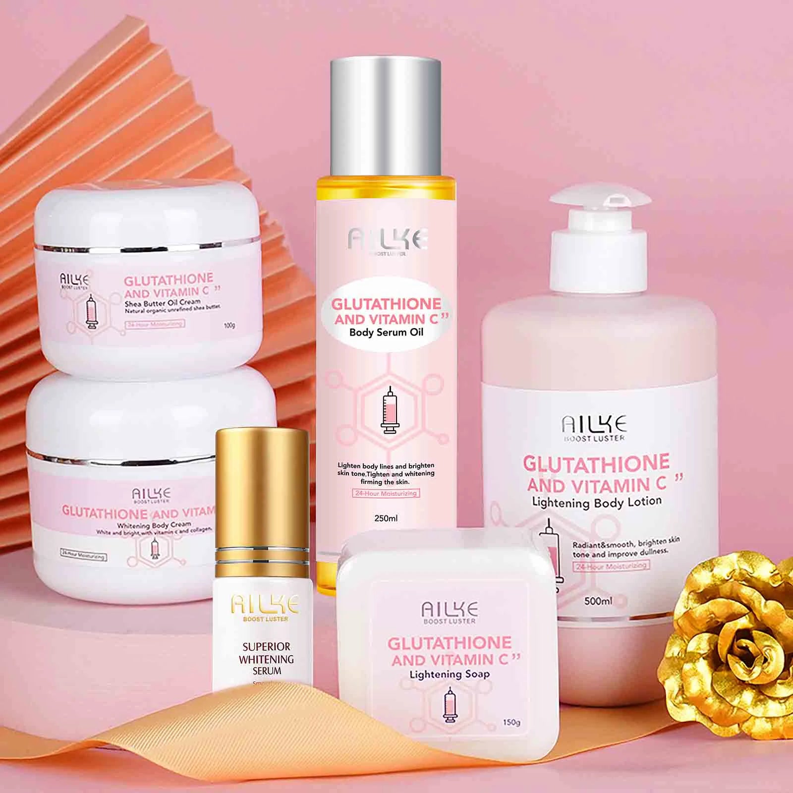 Gamme Éclaircissante Glutathion & Vitamine C AILKE – Anti-Taches, Hydratante & Raffermissante – CLEVI Paris