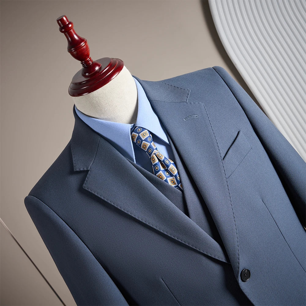 Costume 3 Pièces Homme Laine Coupe Slim Banquet Mariage – CLEVI Paris