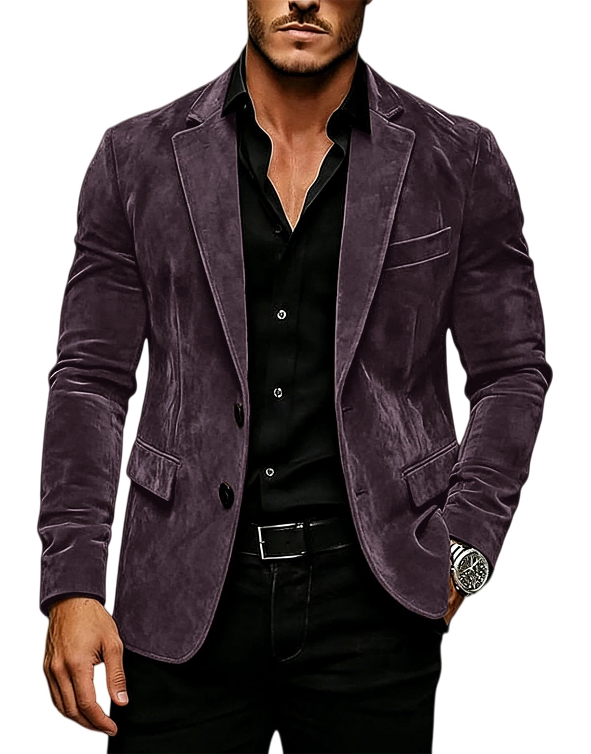 Blazer homme en velours effet suédé 2 boutons – CLEVI Paris