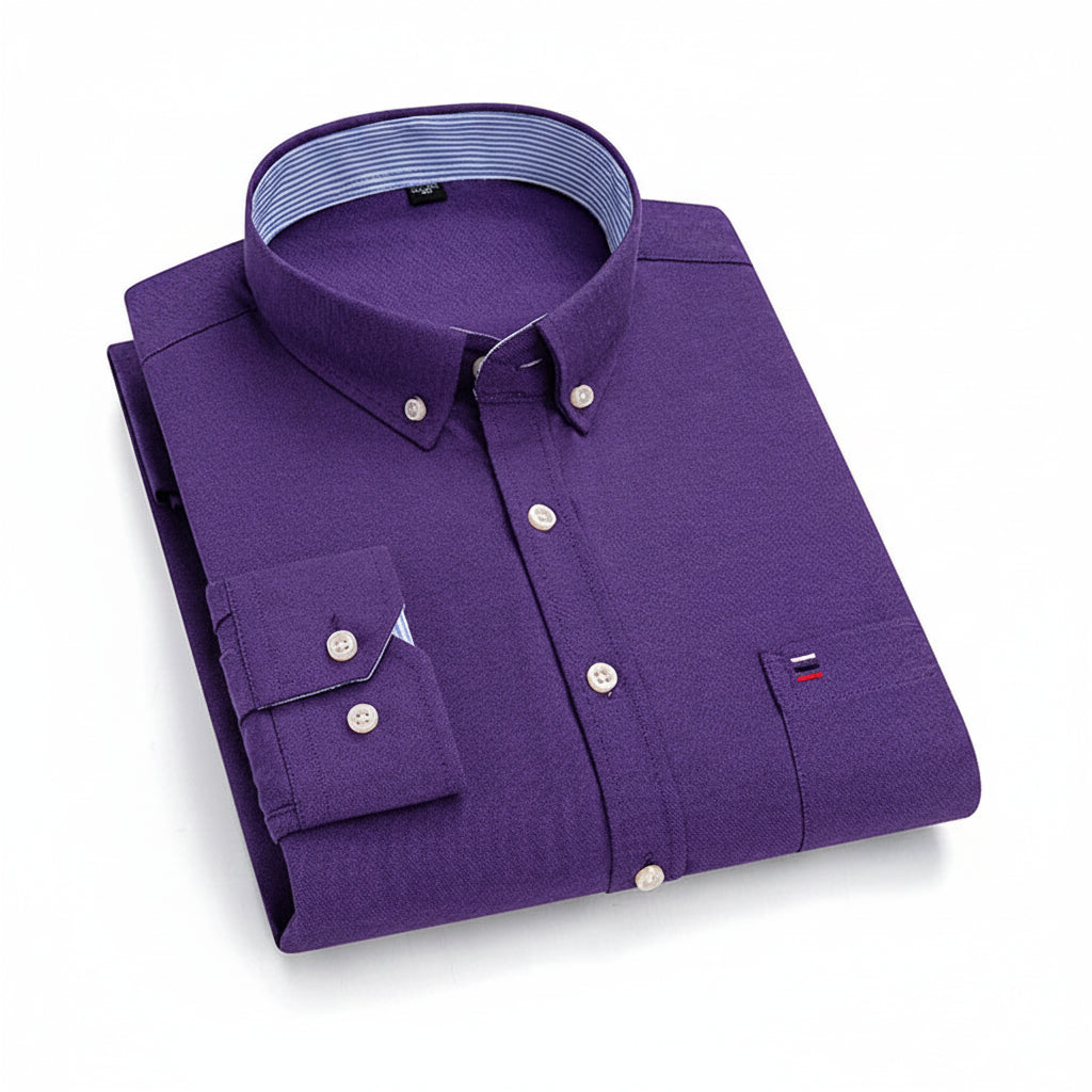 Chemise Oxford Homme Manches Longues Rayée Casual 100% Coton – Tailles 38-47 – CLEVI Paris