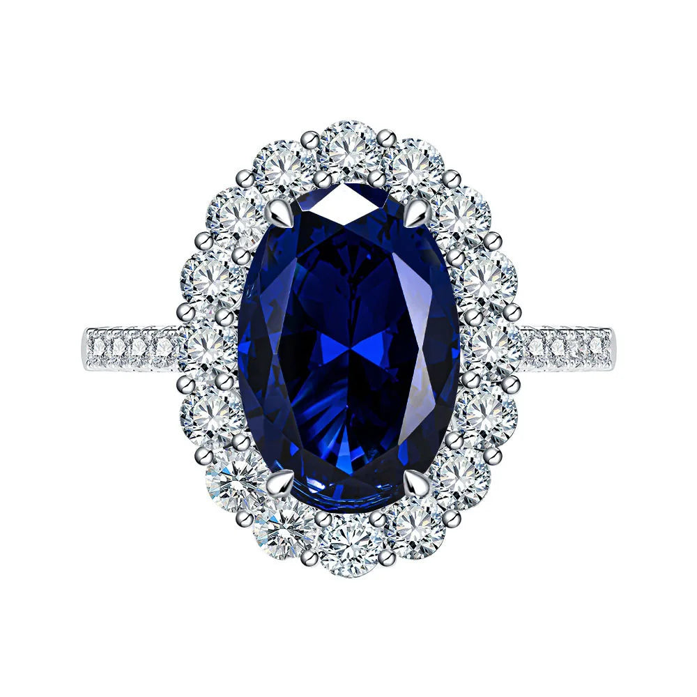 Bague Saphir Bleu HCD 4,4 Carats Ovale | Argent 925 – CLEVI Paris