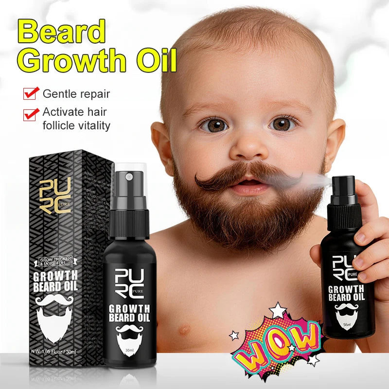 Huile de Croissance Barbe PURC | Stimule les Follicules, Barbe Plus Fournie & Douce | 30ml Homme – CLEVI Paris