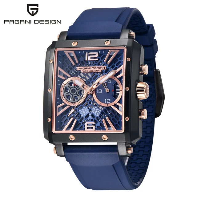 Montre Homme Quartz Racing Multifonction Boîtier Rectangle Pagani Design PD-1725 – CLEVI Paris
