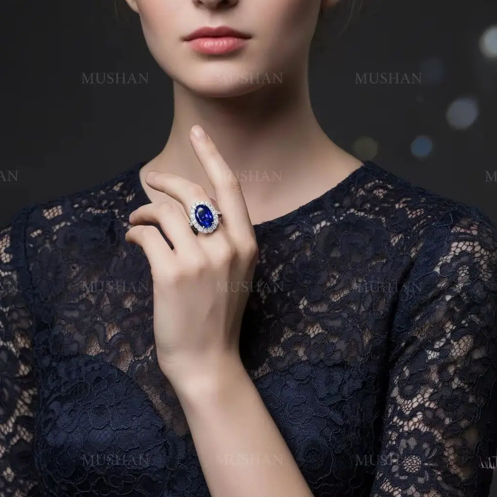 Bague Saphir Bleu HCD 4,4 Carats Ovale | Argent 925 – CLEVI Paris