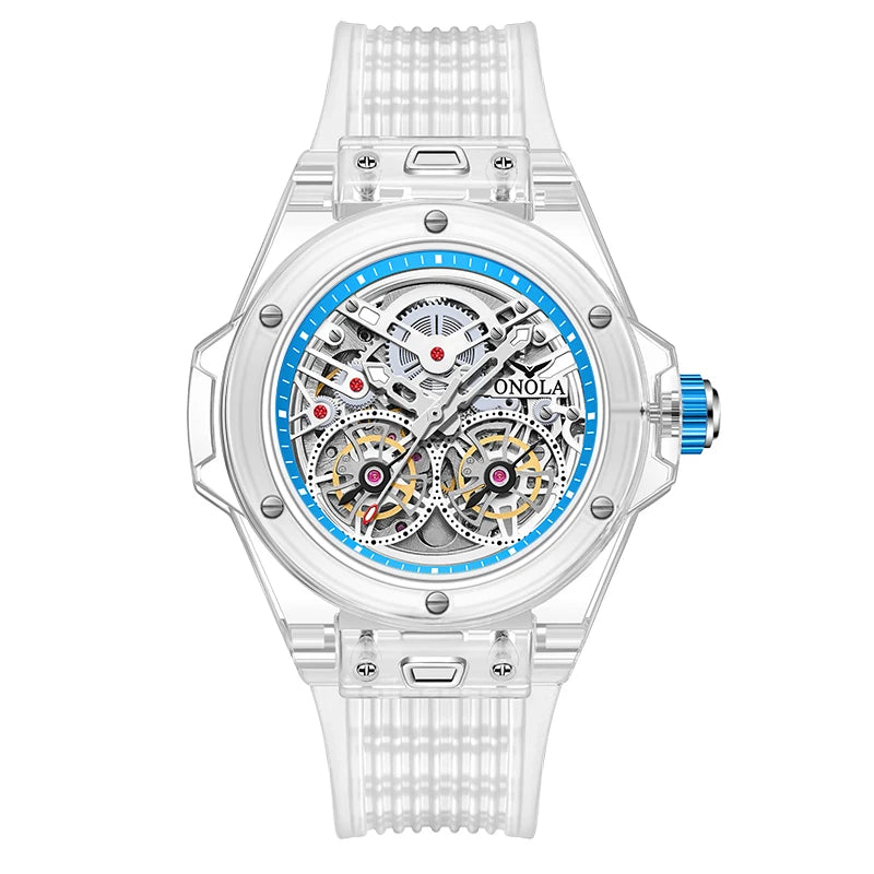 ONOLA ON3835 Montre Homme Automatique Squelette Bracelet Silicone Verre Hardlex 3 ATM Sport Business 6 Coloris – CLEVI Paris