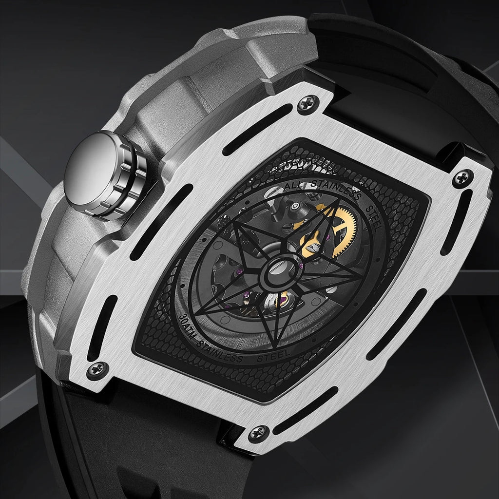Montre Mécanique Automatique MARK FAIRWHALE FW-6700 Squelette Tonneau Fond Transparent – CLEVI Paris