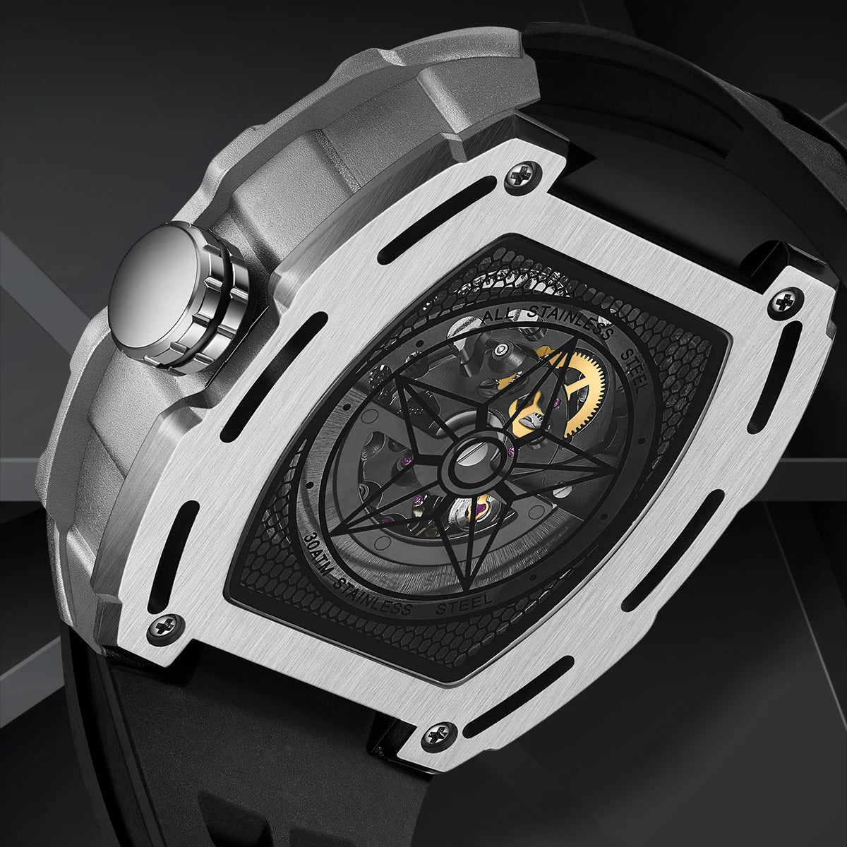 Montre Mécanique Automatique MARK FAIRWHALE FW-6700 Squelette Tonneau Fond Transparent – CLEVI Paris