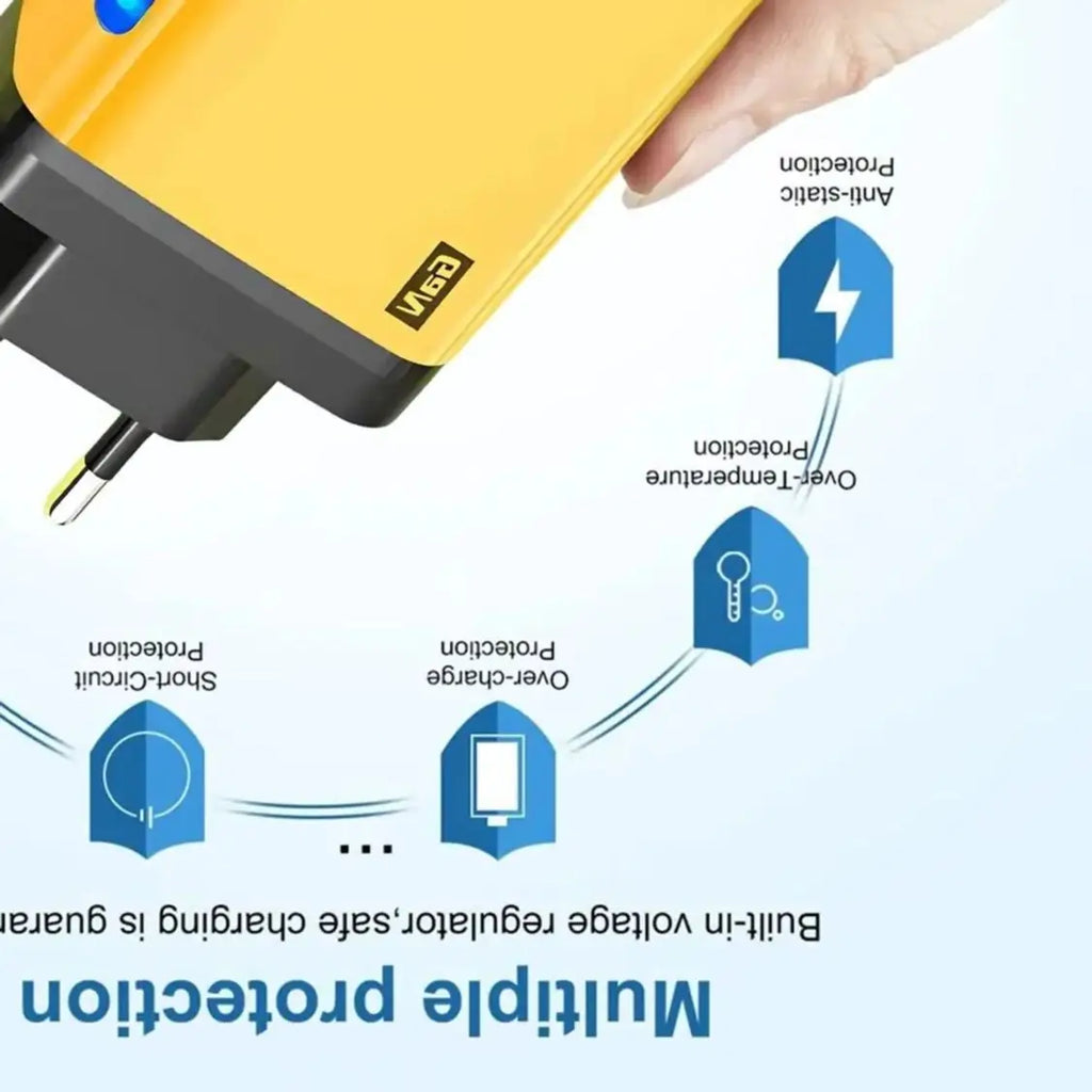 Chargeur GaN 5-en-1 240W 3PD 2USB EU/US + Câble – CLEVI Paris