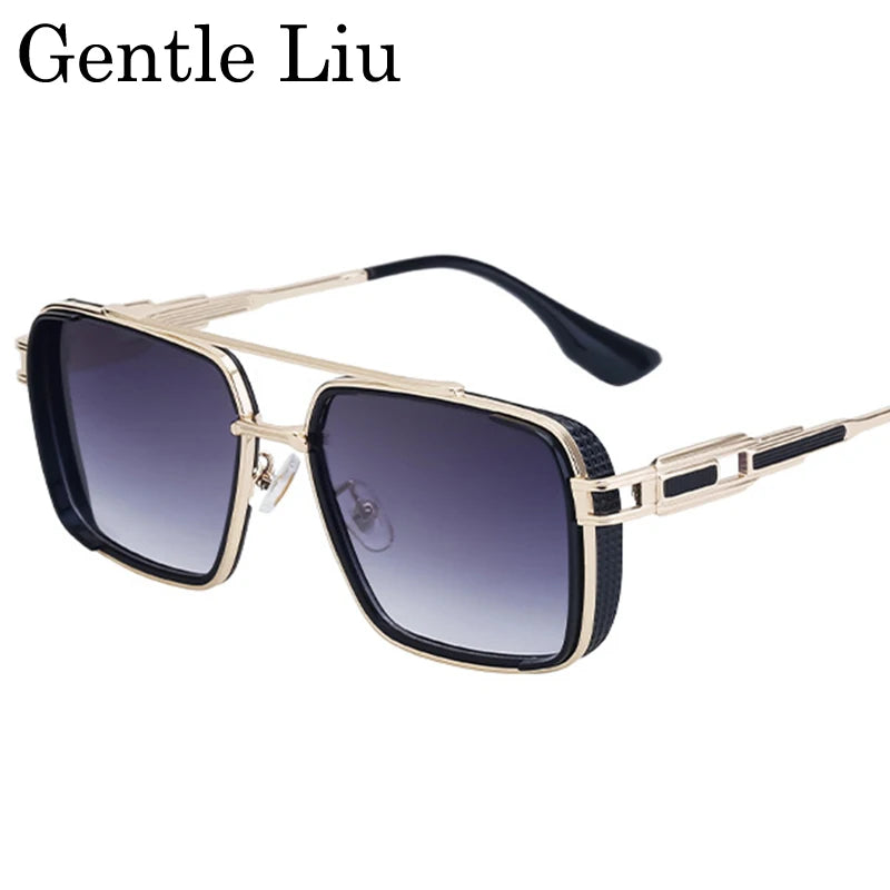Lunettes de Soleil Carrées Steampunk Double Pont Métal UV400 Conduite Homme – CLEVI Paris