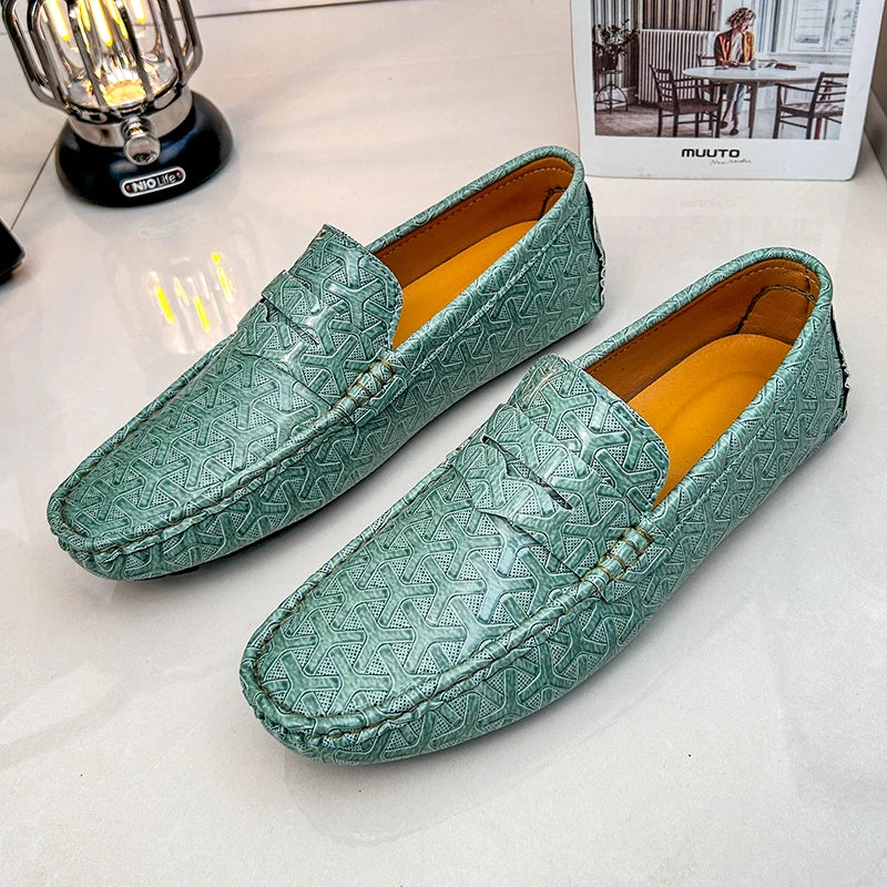 Mocassins Homme Cuir Fendu Slip-On | Orange, Or, Gris, Vert, Noir – CLEVI Paris