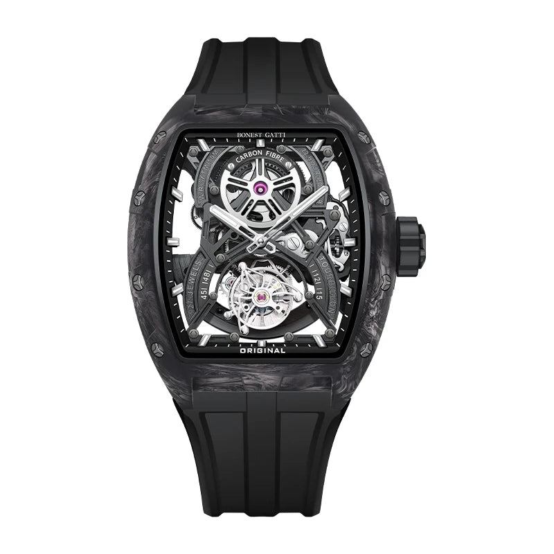 BONEST GATTI BG7003 – Montre Automatique Tourbillon Homme | Boîtier Carbone