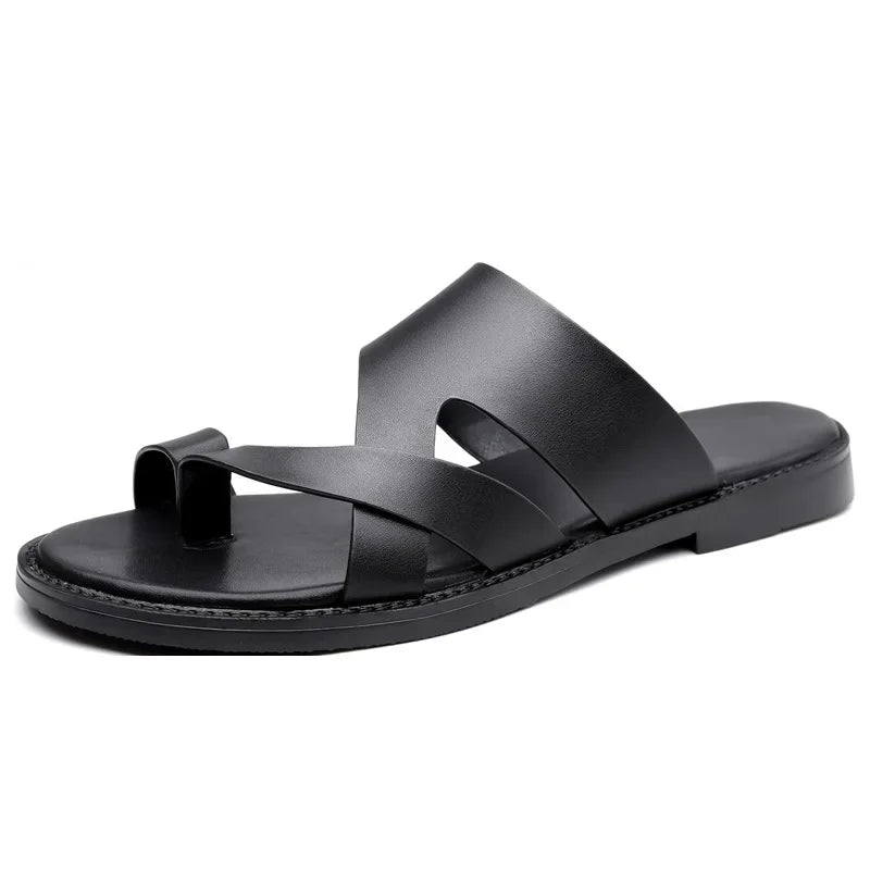Sandales Homme Été – Microfibre, Antidérapantes, Bout Entrelacé, Style Français | Marron Foncé ou Noir