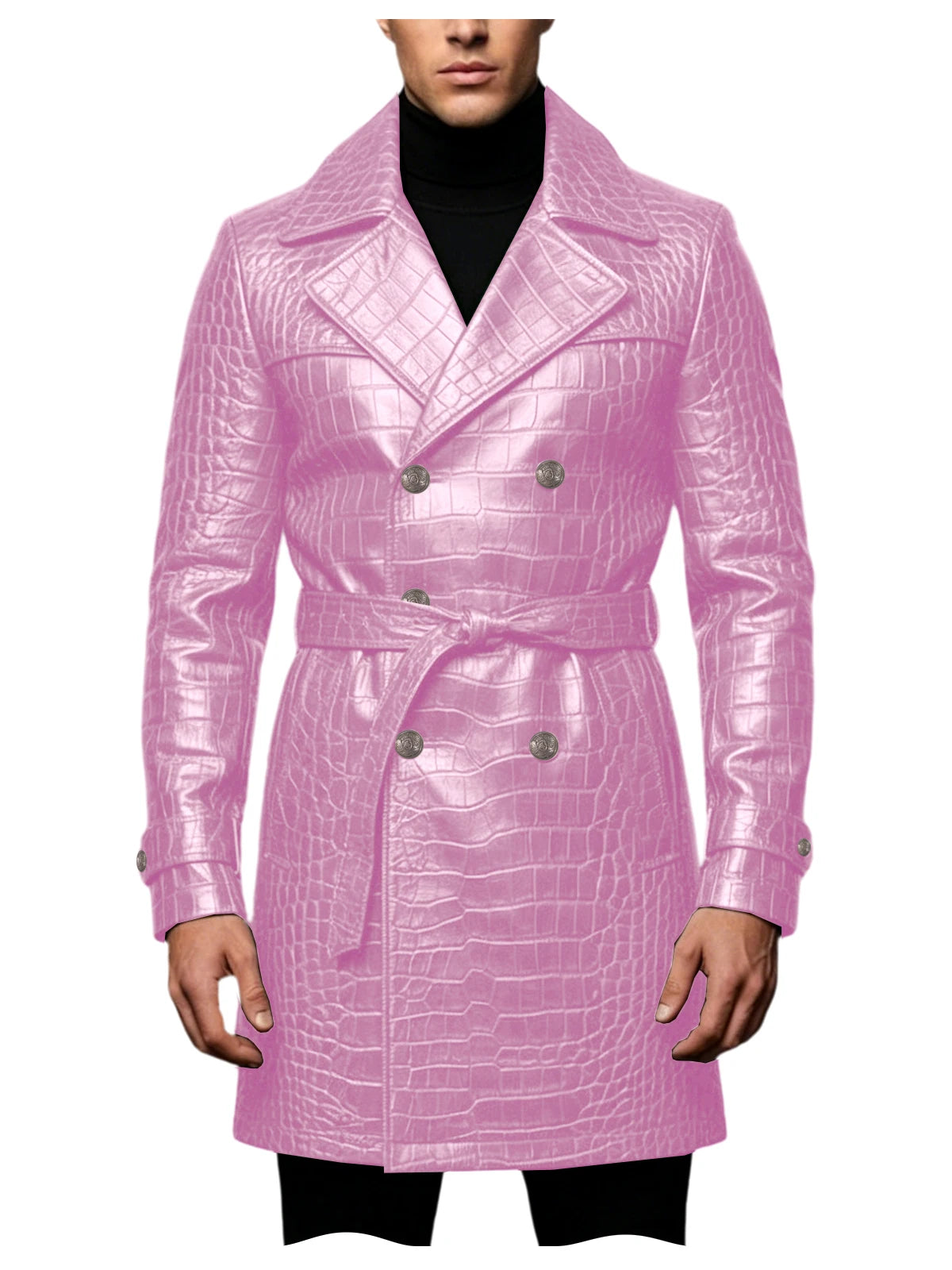 Manteau homme effet croco double boutonnage – CLEVI Paris
