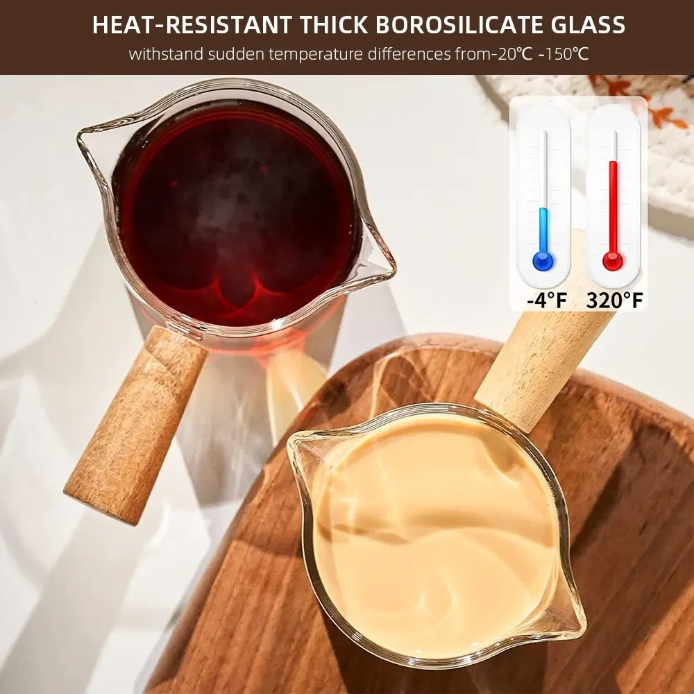 Tasse Espresso en Verre Anse en Bois — 75ml, Simple ou Double Embouchure, Café & Lait | CLEVI Paris