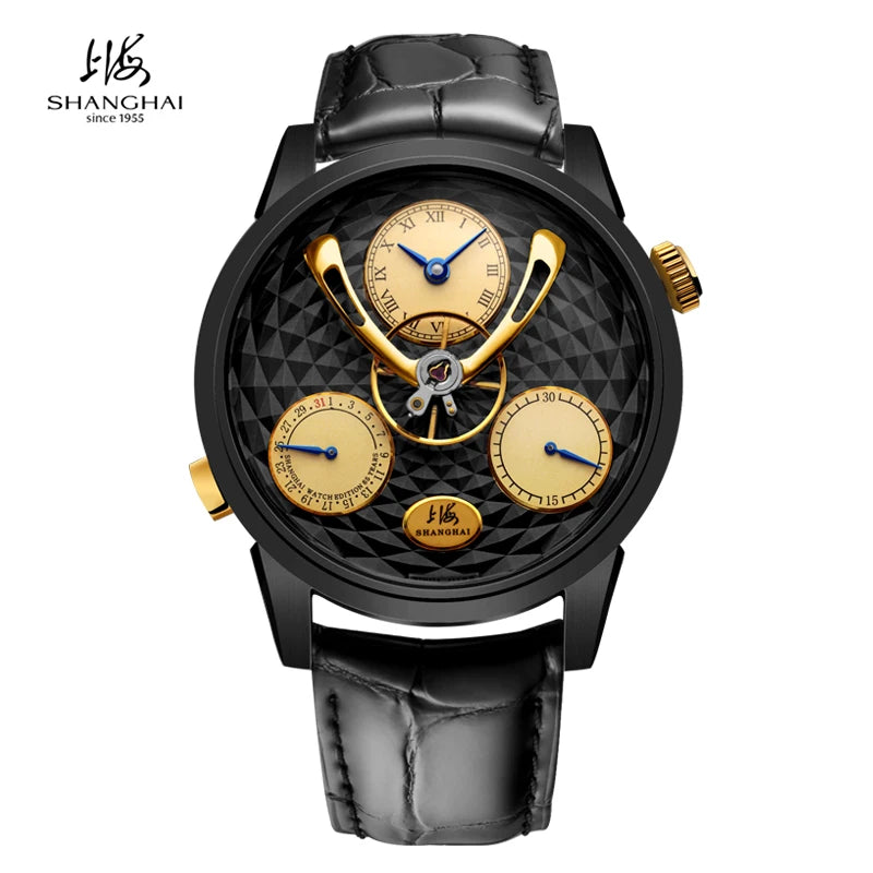 Montre Homme Automatique Shanghai Sky Dome 895 – Verre Saphir Calendrier Bracelet Cuir – CLEVI Paris