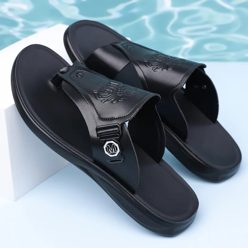 Tongs Homme Été – Antidérapantes, Légères, Style Rétro | Blanc, Noir ou Marron Foncé
