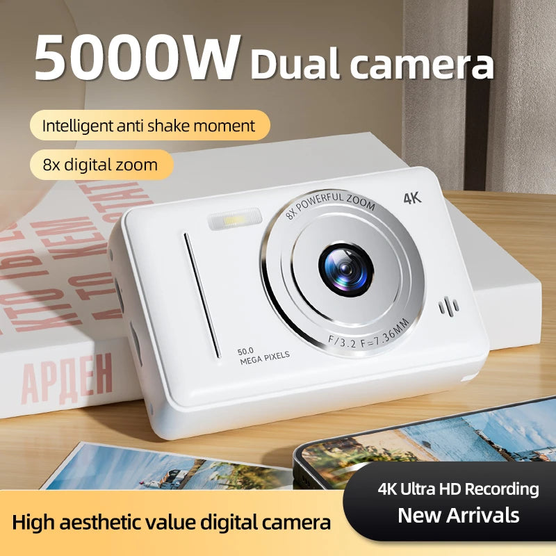 Appareil Photo Numérique 4K Rétro CCD – 50 MP, Double Flash & Autofocus – CLEVI Paris