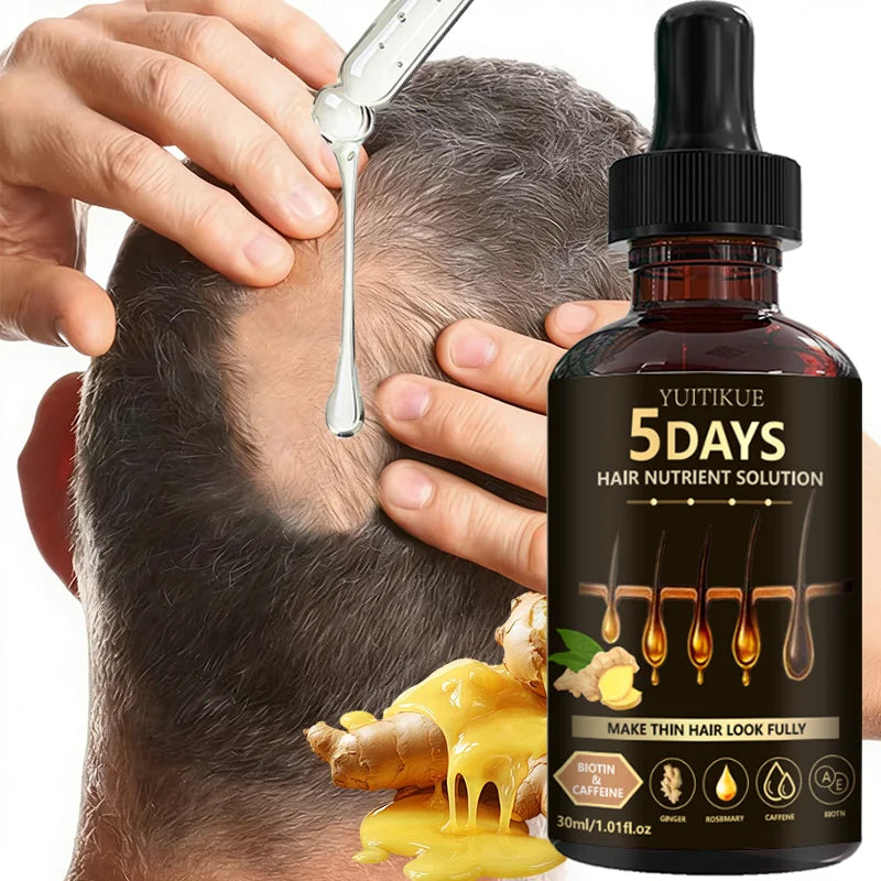Sérum Repousse Capillaire 5 Jours | Biotine, Caféine, Gingembre & Romarin | Cheveux Plus Denses 30ml – CLEVI Paris