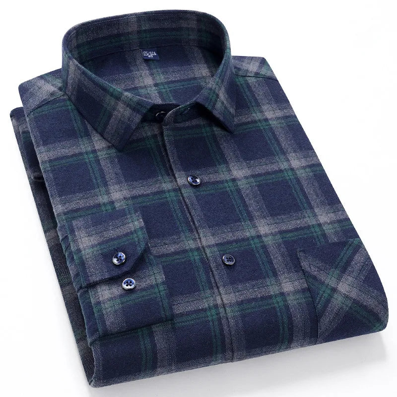Chemise Homme Manches Longues Coton Carreaux Style Britannique – CLEVI Paris