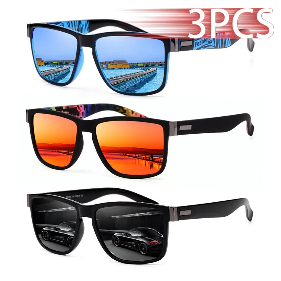 Lot 3 Lunettes de Soleil Carrées Unisexe UV400 Colorées Outdoor – CLEVI Paris