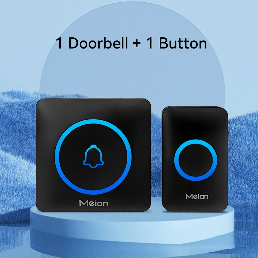 Sonnette Sans Fil Meian – IP65, 300m, 60 Sonneries, 110dB, 3 Modes, EU/UK/US