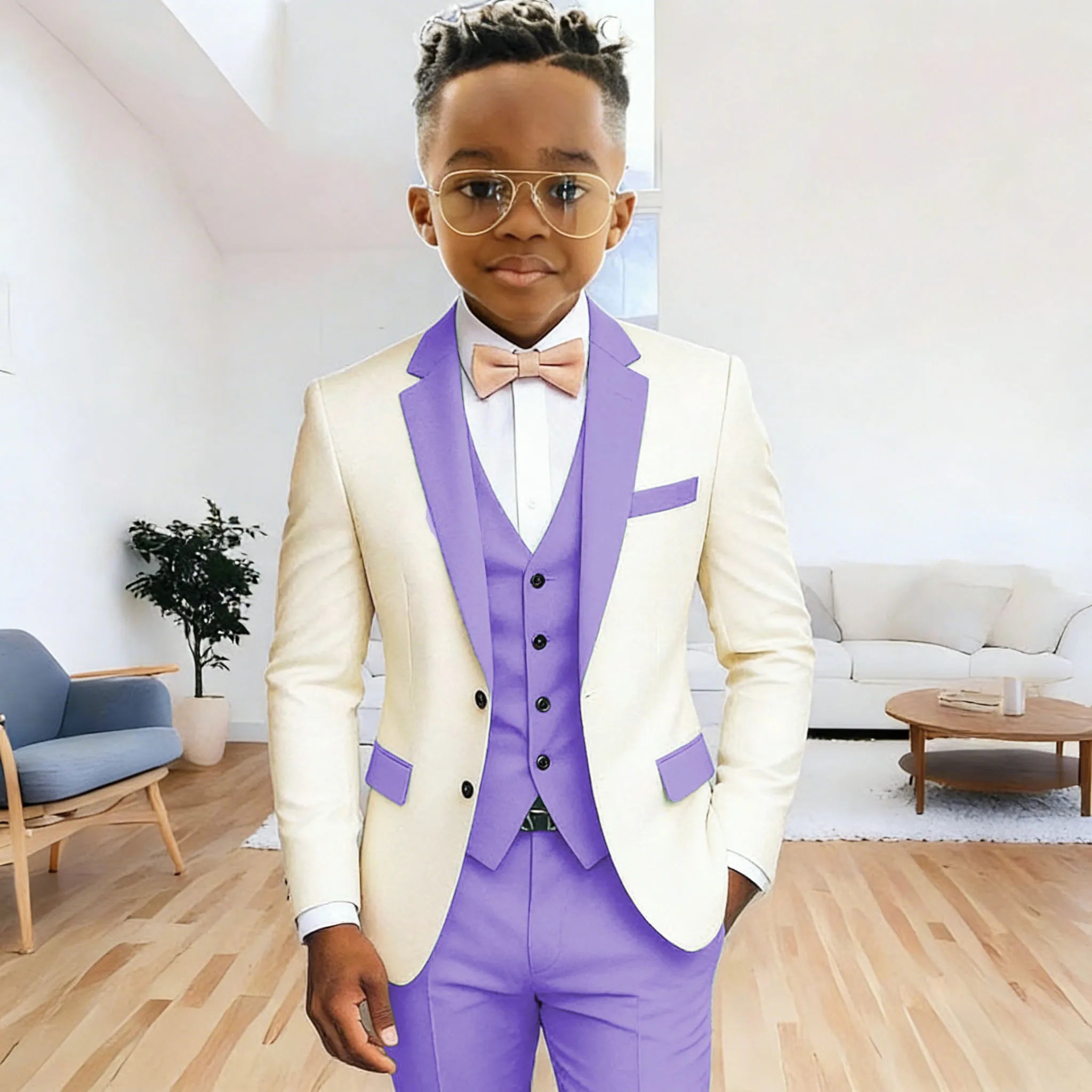 Costume 3 Pièces Garçon | Veste + Gilet + Pantalon | Mariage Cérémonie 2-16 Ans