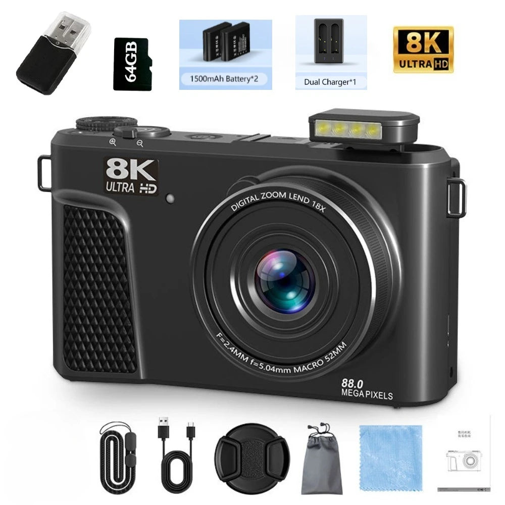 Appareil Photo Vlogging JSAMAZING W300 8K 88MP – Écran 3" Orientable 180°, Zoom 18x, WiFi, Stabilisation Double, YouTube – CLEVI Paris