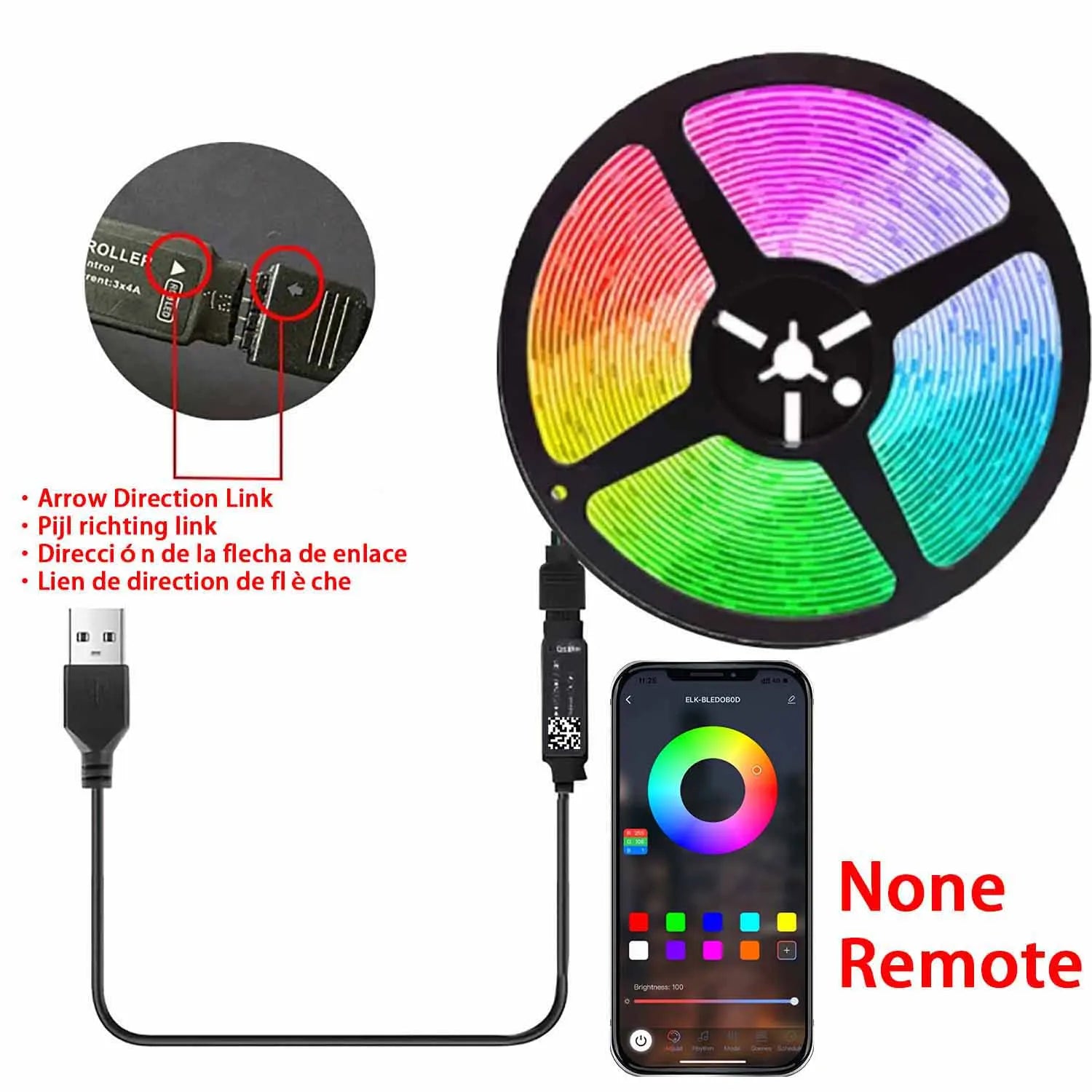 Ruban LED RGB 5050 USB — Rétroéclairage TV, Télécommande IR & APP, 1m à 40m | CLEVI Paris