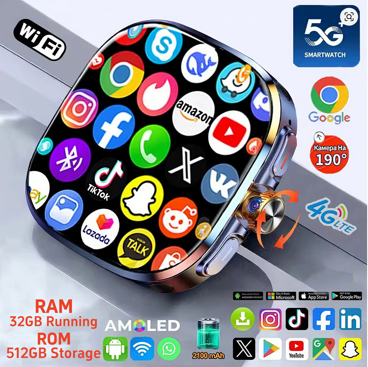 Montre Connectée 4G Android 10 Caméra 180° – CLEVI Paris