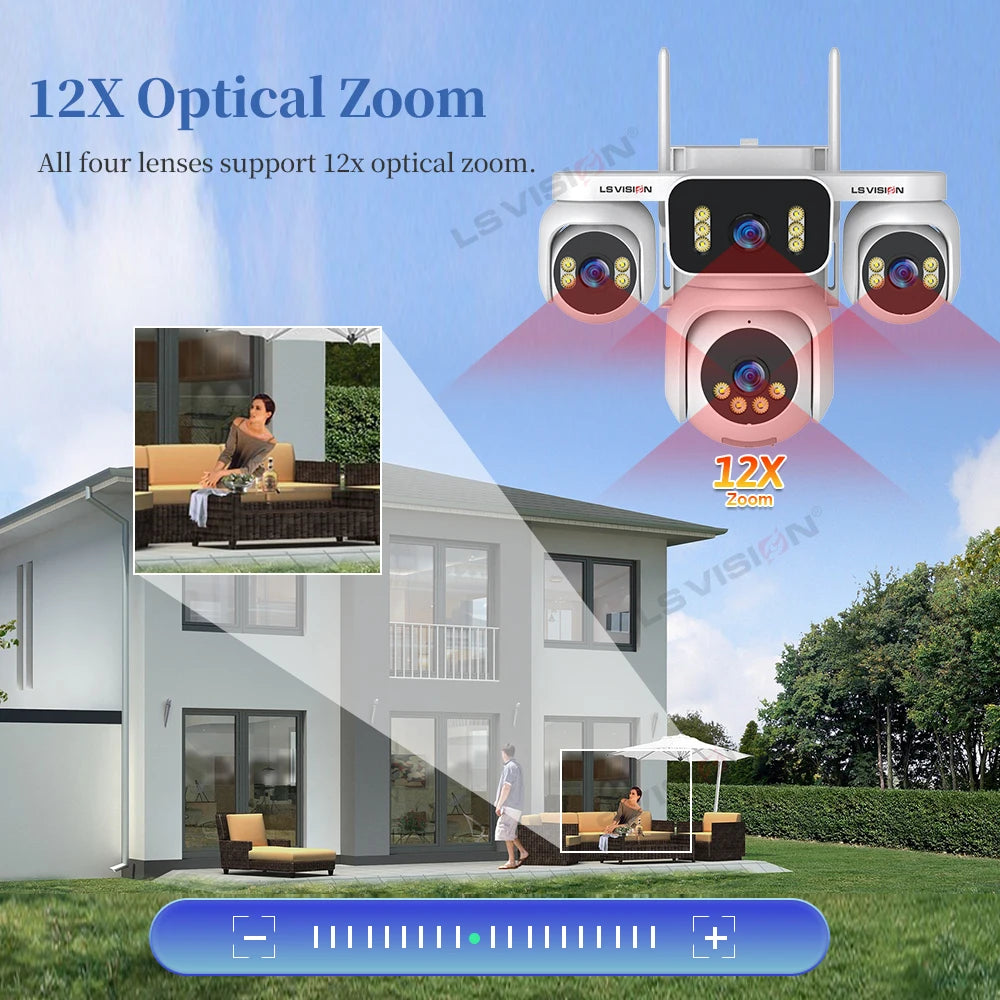 Caméra Solaire 4G LS VISION AOV01 20MP PTZ 4 Objectifs Zoom 12X Surveillance 24/7 – CLEVI Paris