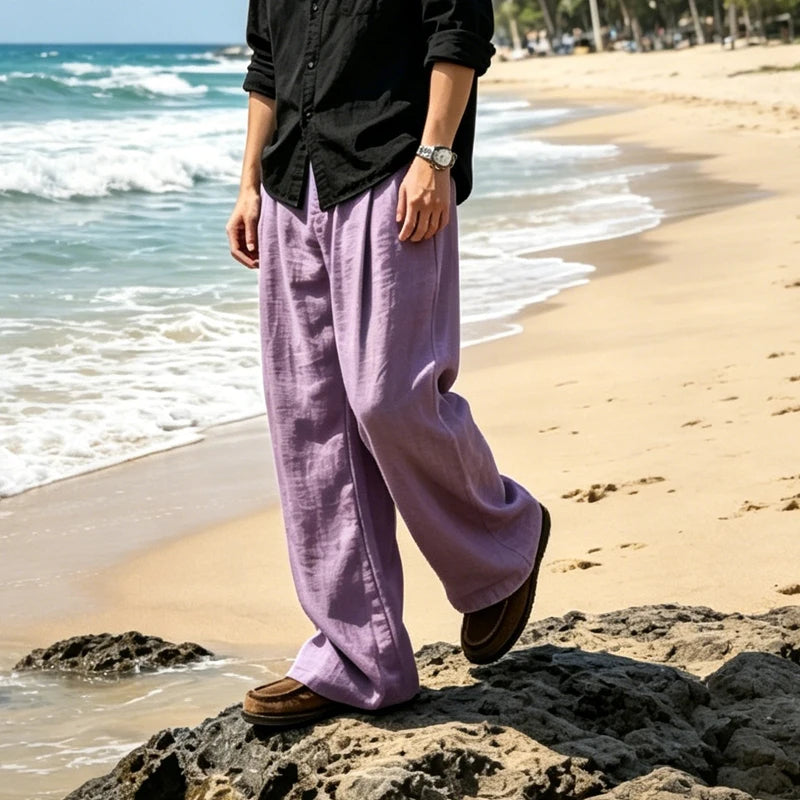 Pantalon homme plissé taille haute jambes larges – CLEVI Paris