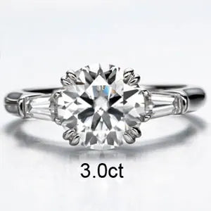 Bague Fiançailles Moissanîte 3 Pierres | Argent 925 3CT / 5CT Certifiée GRA – CLEVI Paris