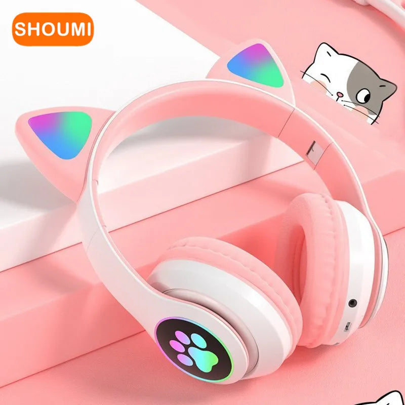 Casque Bluetooth Oreilles de Chat LED Micro Enfant Fille – CLEVI Paris