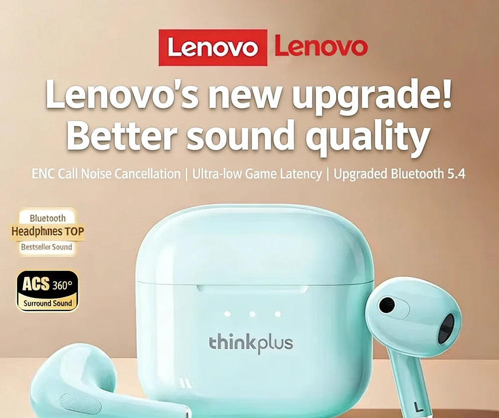 Écouteurs Lenovo LP40 Pro Bluetooth 5.1 13mm ENC IPX5 25H – CLEVI Paris