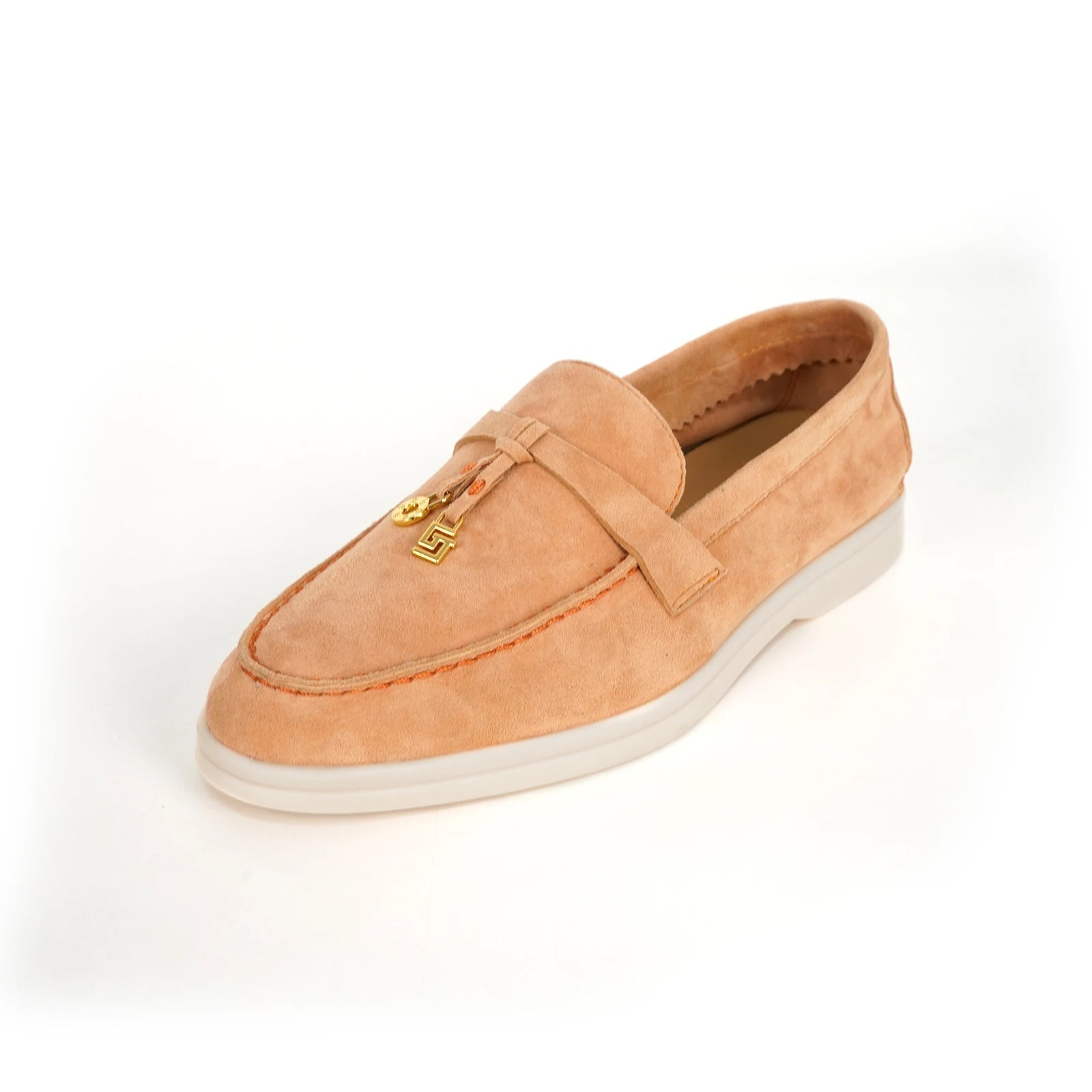 Mocassins Femme Daim Mouton Bout Rond Décoration Métal Slip-On Semelle Antidérapante – CLEVI Paris